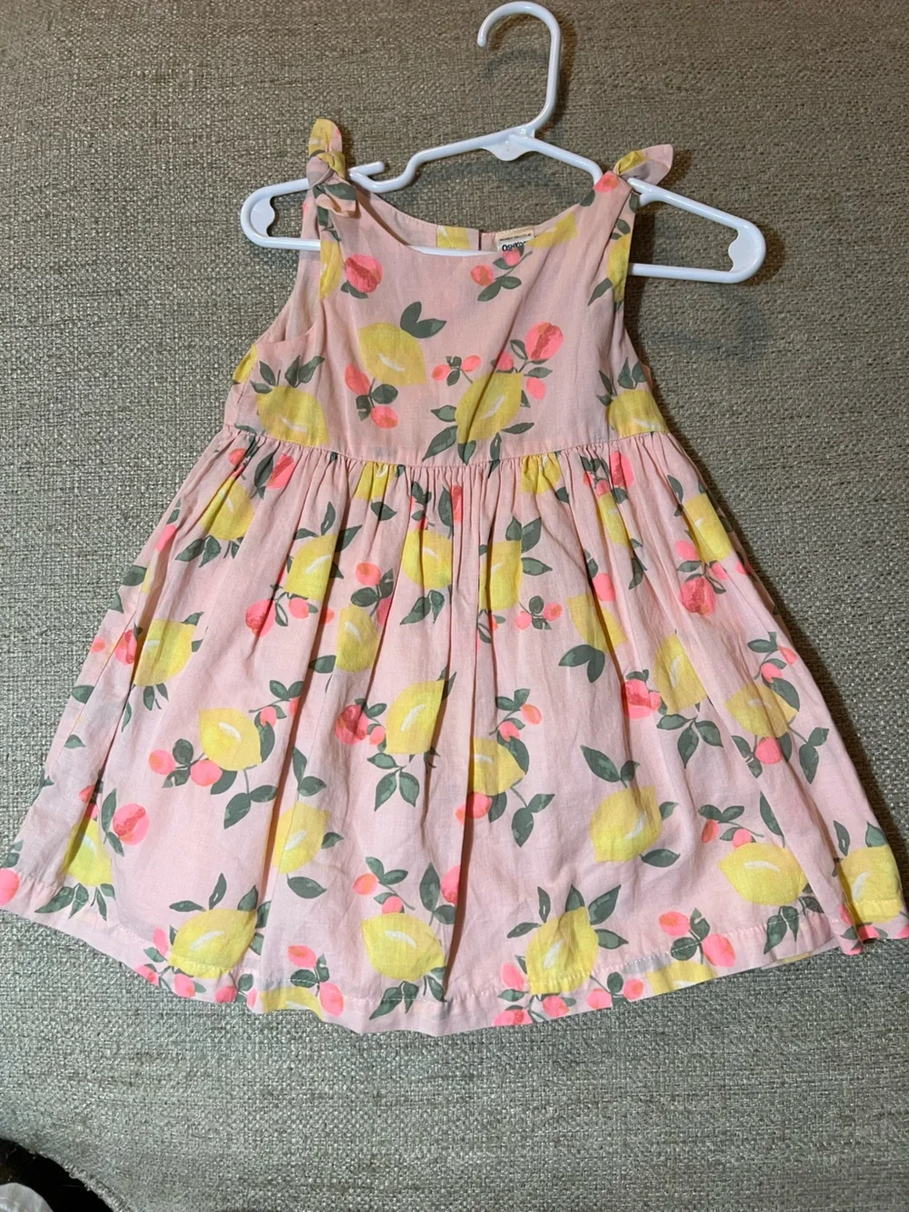 OshKosh B'gosh Pink Dress with Yellow Lemon & Coral Floral Print
